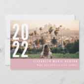 Moderne minimale 3 foto's afstuderen eenvoudig roz aankondiging (Achterkant)