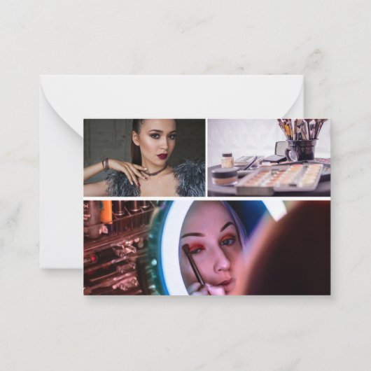 Moderne minimale 3 foto's in script, schoonheid notitiekaartje (Achterkant)