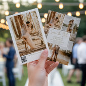 Moderne minimale 4-foto gouden QR bruiloft Save The Date
