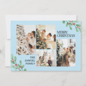 Moderne minimale 4 foto Kerstmis Elegant Script Feestdagenkaart (Voorkant)