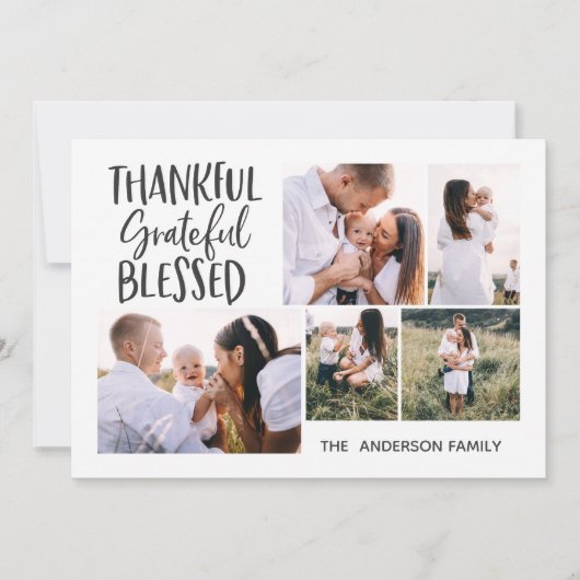 moderne minimale 4 foto thanksgiving 4 juli feestdagenkaart (Voorkant)