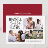 moderne minimale 4 foto thanksgiving 4 juli feestdagenkaart (Voorkant / Achterkant)