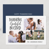 moderne minimale 4 foto - Thanksgiving vanaf 4 jul Feestdagenkaart (Voorkant / Achterkant)