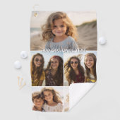 Moderne minimale 5 foto collage met tekst golfhanddoek (Insitu)