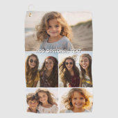 Moderne minimale 5 foto collage met tekst golfhanddoek (Voorkant)