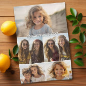 Moderne minimale 5 foto collage met tekst theedoek