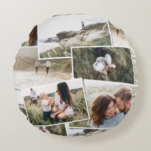 Moderne minimale 5 foto-elegant eenvoudig uniek rond kussen