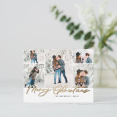 Moderne, minimale 5-foto-kerstelegant script feestdagenkaart (Staand voorkant)