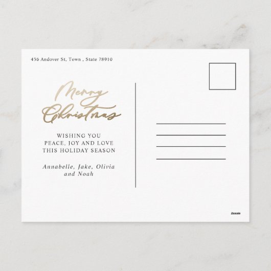 Moderne, minimale 5-foto-kerstelegant script feestdagenkaart (Achterkant)