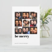 Moderne, minimale 9 foto's zijn prettige feestdag  feestdagenkaart (Staand voorkant)