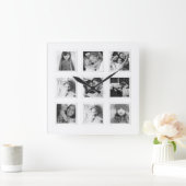 Moderne minimale 9-rastermatboard zwart-wit foto vierkante klok (Huis)