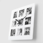 Moderne minimale 9-rastermatboard zwart-wit foto vierkante klok (Hoek)