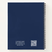 Moderne minimale aangepaste logo QR-code donkerbla Notitieboek (Achterkant)