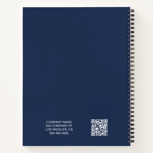 Moderne minimale aangepaste logo QR-code donkerbla Notitieboek (Achterkant)