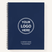 Moderne minimale aangepaste logo QR-code donkerbla Notitieboek (Voorkant)