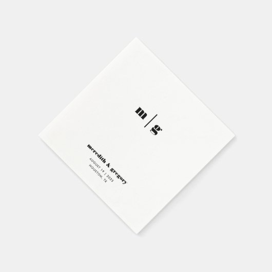 Moderne minimale aangepaste monogram bruiloft servet (Hoek)