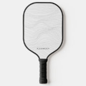 Moderne minimale aangepaste naam zwarte witte lijn pickleball paddle (Voorkant)