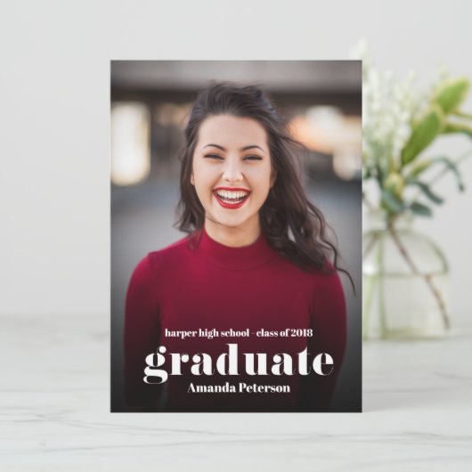 Moderne minimale aankondiging Afstuderen foto (Staand voorkant)