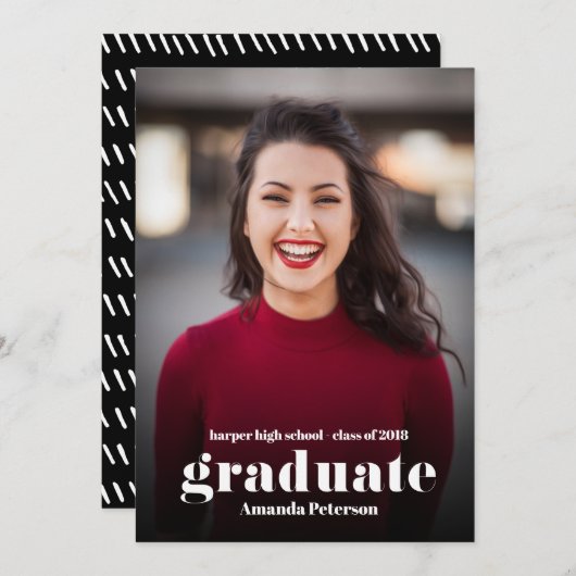 Moderne minimale aankondiging Afstuderen foto (Voorkant / Achterkant)