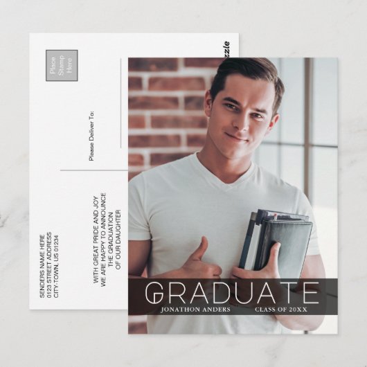 Moderne minimale aankondiging van de Photo Bk Afst Briefkaart (Voorkant / Achterkant)