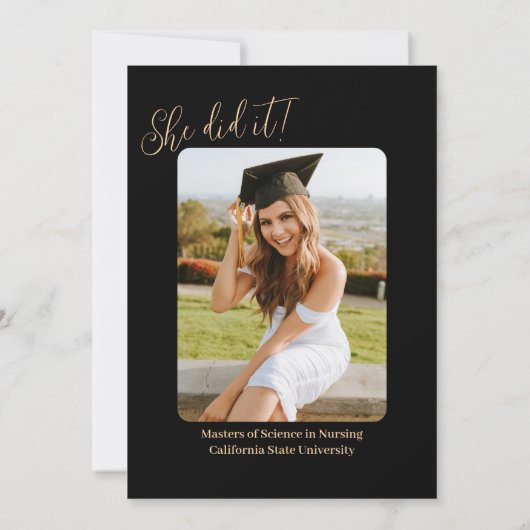 Moderne, minimale aankondigingskaart voor Afstuder Aankondiging (Achterkant)