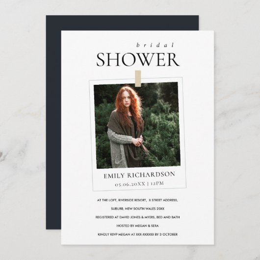 MODERNE MINIMALE AANPASBARE FOTOBRUILOFT UITNODIGI BEDANKKAART (Voorkant / Achterkant)