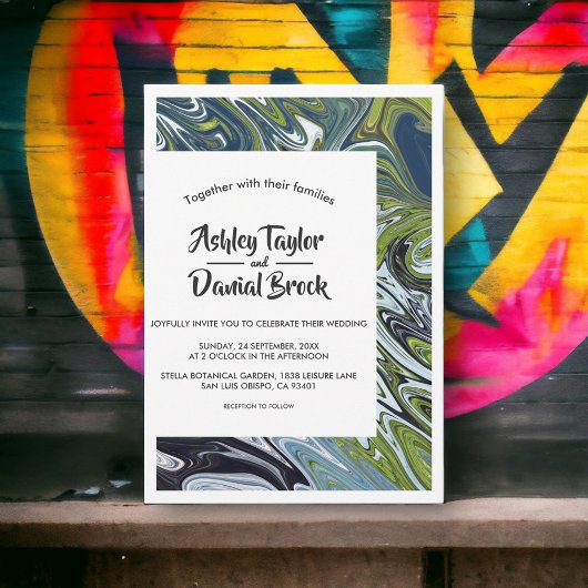 Moderne minimale Abstracte artistieke bruiloft in  Kaart