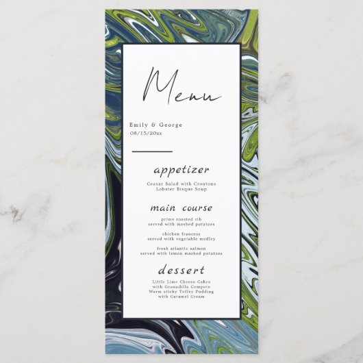 Moderne minimale Abstracte artistieke bruiloft in  Menu (Voorkant)