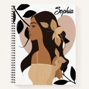 Moderne minimale Abstracte Boho Girl-naam Notitieboek