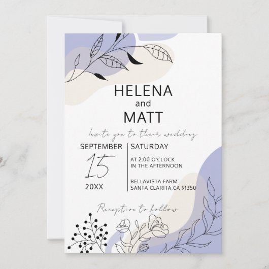 Moderne minimale Abstracte Botanische Lijn Kunst B Kaart (Voorkant)