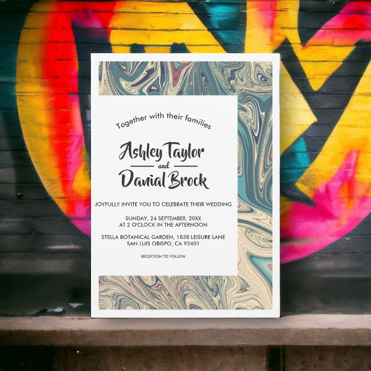 Moderne minimale Abstracte bruiloft met Bohemian E Kaart