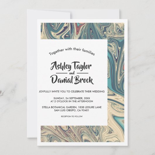 Moderne minimale Abstracte bruiloft met Bohemian E Kaart (Voorkant)