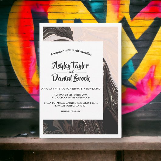 Moderne minimale Abstracte bruiloft met zwart en w Kaart