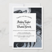 Moderne minimale Abstracte bruiloft met zwart en w Kaart (Voorkant)