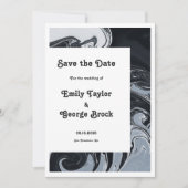 Moderne minimale Abstracte bruiloft met zwart en w Save The Date (Voorkant)