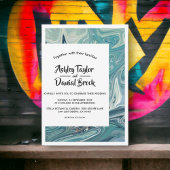 Moderne, minimale Abstracte fijne tekenbruiloft Kaart