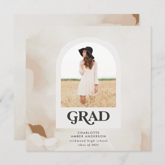 Moderne minimale abstracte fotocollage afstuderen  kaart (Voorkant / Achterkant)