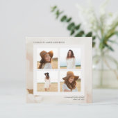 Moderne minimale abstracte fotocollage afstuderen kaart (Staand voorkant)