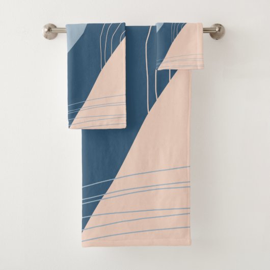 Moderne minimale abstracte geometrische blauw & ro bad handdoek (Insitu)