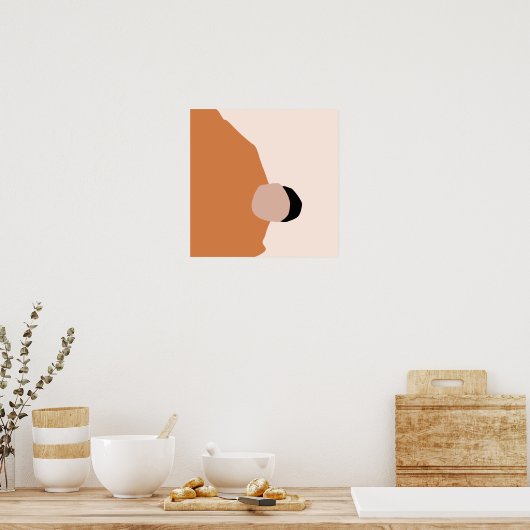 Moderne, minimale abstracte geometrische bruine ro poster (Keuken)