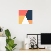 Moderne, minimale abstracte geometrische oranje ma poster (Thuiskantoor)