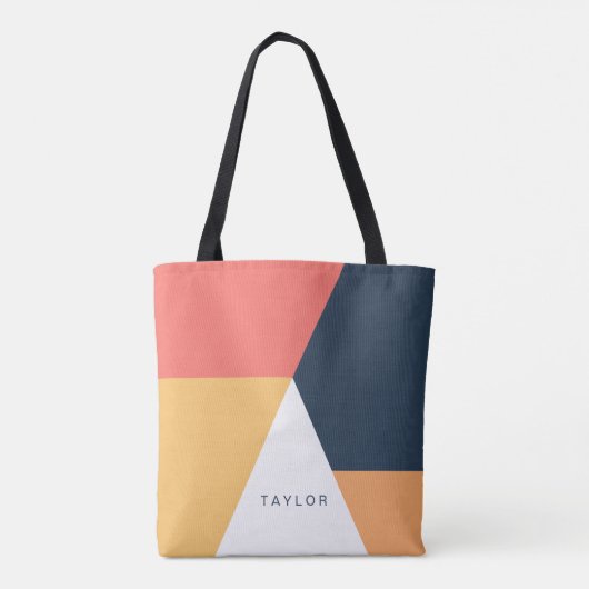 Moderne, minimale abstracte geometrische oranje ma tote bag (Achterkant)