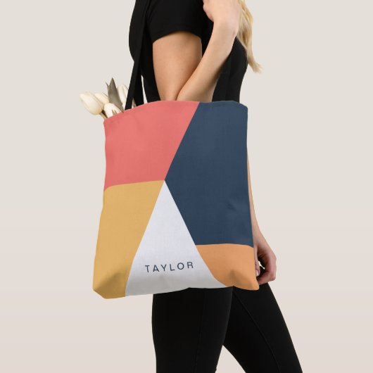 Moderne, minimale abstracte geometrische oranje ma tote bag (Dichtbij)