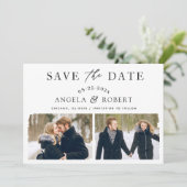 Moderne, minimale Abstracte penseellijn 2 foto Save The Date (Staand voorkant)