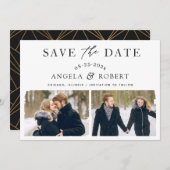 Moderne, minimale Abstracte penseellijn 2 foto Save The Date (Voorkant / Achterkant)