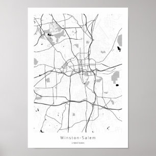 Moderne, minimale Abstracte plattegrond Winston-Sa Poster