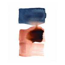 Moderne, minimale Abstracte Waterverf blauwe sepia