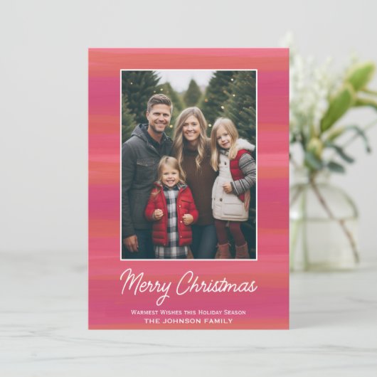 Moderne minimale Abstracte Waterverf Verticale fot Feestdagenkaart (Staand voorkant)