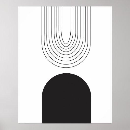Moderne, minimale Abstracte zwart-wit uit de midde Poster (Voorkant)