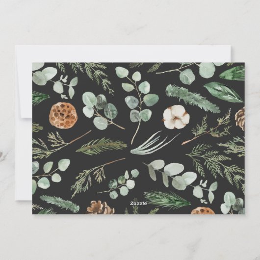 Moderne minimale acht foto's nieuw jaar zwarte fam feestdagenkaart (Achterkant)